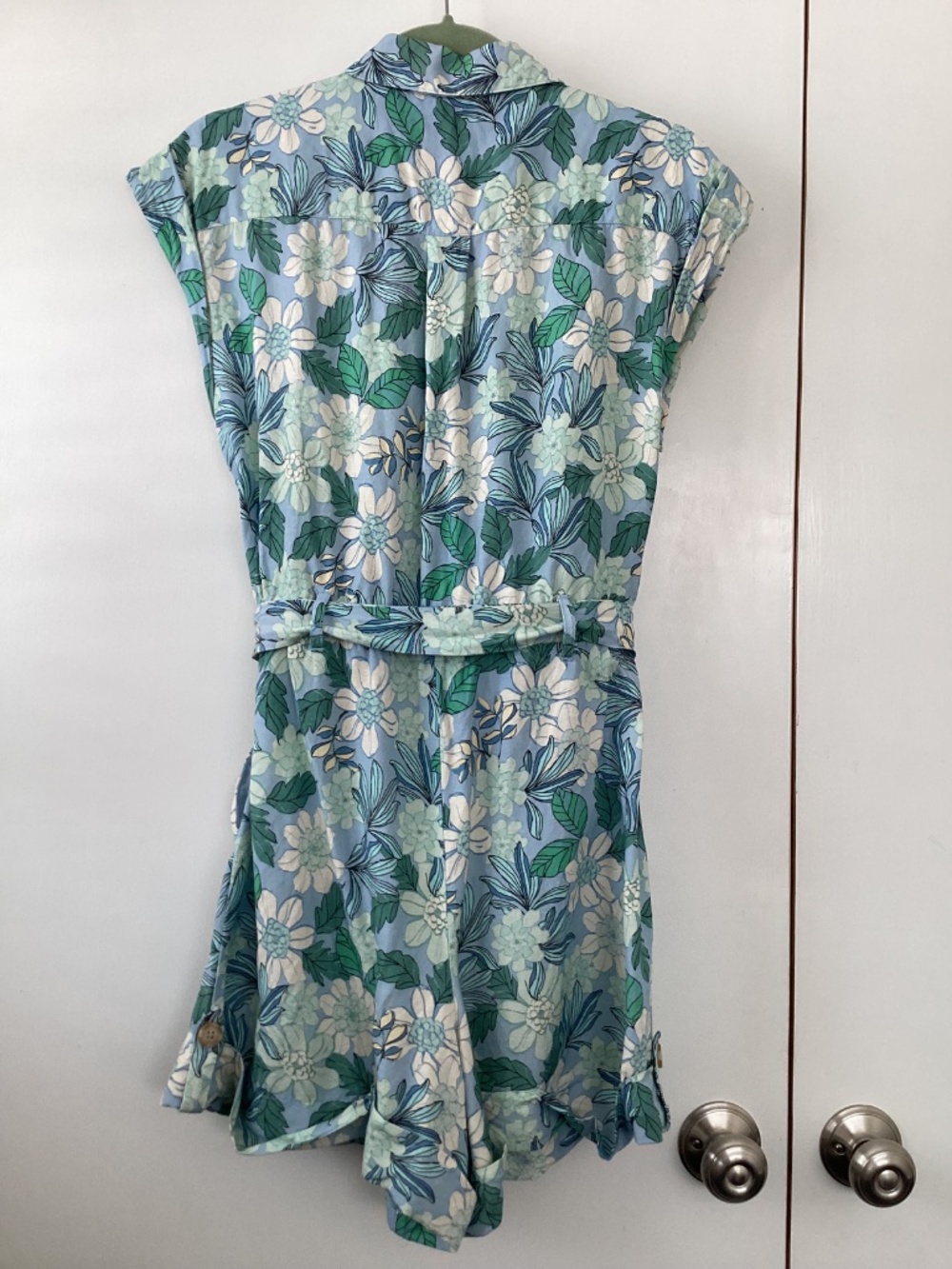 Loft, size M, blue and green shorts romper - Picture 2 of 8